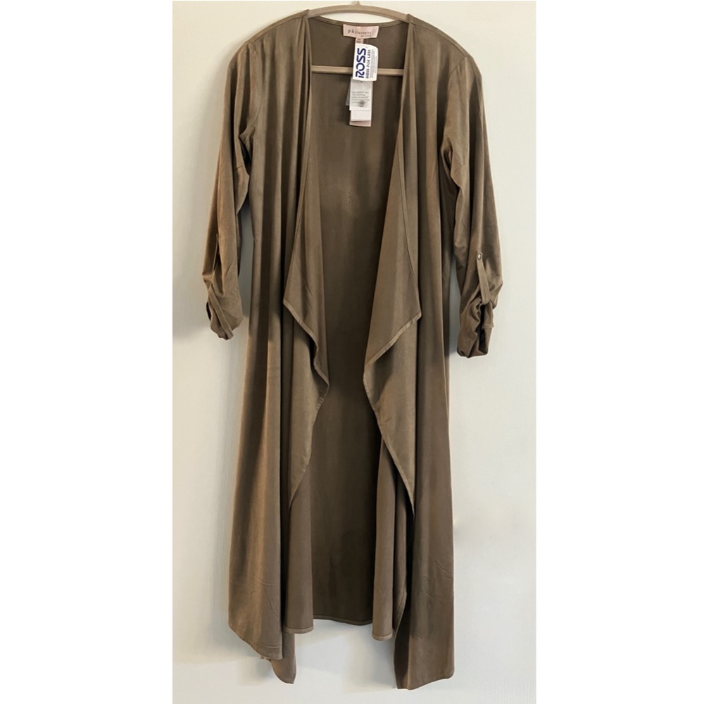 NWT Philosophy bronze color fall earth tones long duster cardigan size XS